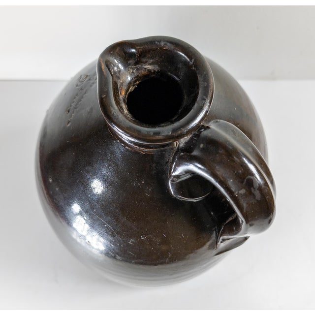 19th Century American Stoneware Albany Slip Glaze Jug, w.m.e. Warner West Troy For Sale - Image 10 of 11