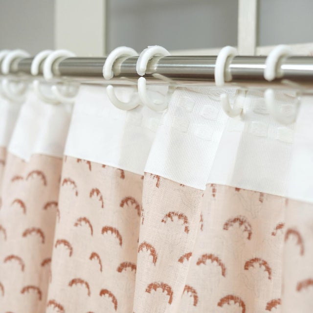 Fabdivine Bohemian Coloured Linen Floral Block Printed Curtain Size 54"Wx108"L - Juju Flower For Sale - Image 6 of 8