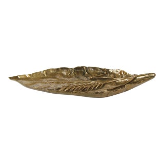 Mid-Century Solid Bronze Leaf-Shaped Art Jewelry Tray Trinket Dish For Sale