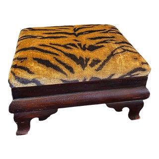 Late 19th Century Antique Tiger Print Footstool For Sale