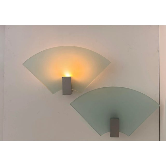 Vintage Sandblasted Glass Wall Lights, 1980, Set of 2 For Sale - Image 6 of 12