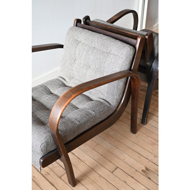 Mid-Century Modern 1940's Karel Koželka & Antonín Kropáček Armchairs, a Pair For Sale - Image 3 of 10