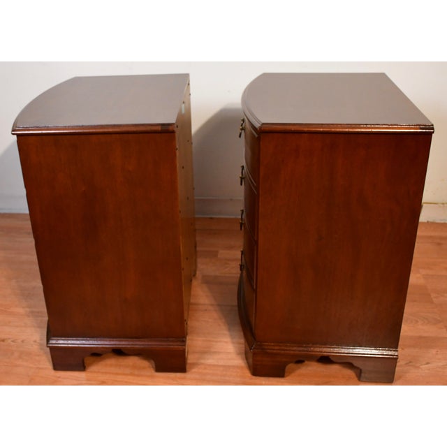 1940s Vintage Ethan Allen Regency Style Mahogany Pair of Nightstands For Sale - Image 12 of 13