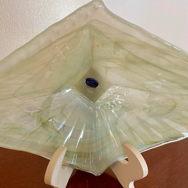 Vintage Lavorazione Murano Art Glass Handblown Free Form Bowl For Sale In Raleigh - Image 6 of 9