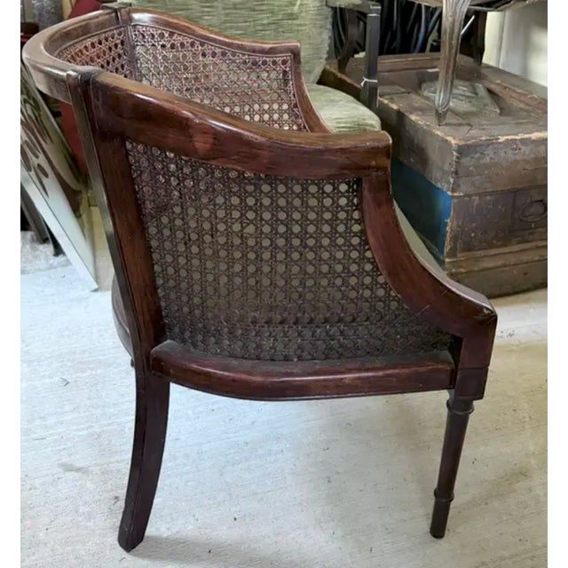 Hickory Furniture Mid Century Hickory Furniture Mahogany and Caned Club Chair For Sale - Image 4 of 7