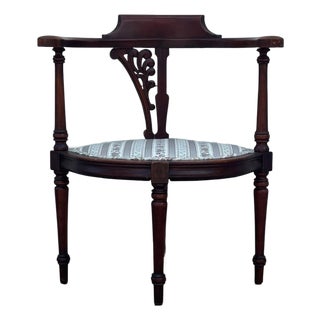 Antique Sheraton Revival Mahogany Corner Chair, Roundabout Chair For Sale