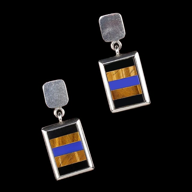 1990s Southwest Style Sterling Silver Dangle Earrings - 2 Pieces For Sale - Image 4 of 4