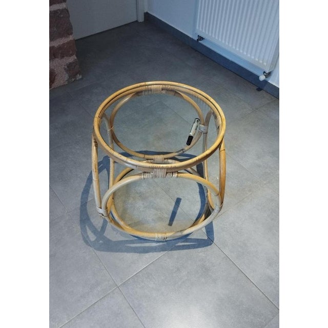 1980s Space Age Coffee Table in Rattan, Bamboo and Glass, 1980s For Sale - Image 5 of 13