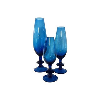 Carlo Moretti Blue Glass Goblets - Set of 3 For Sale
