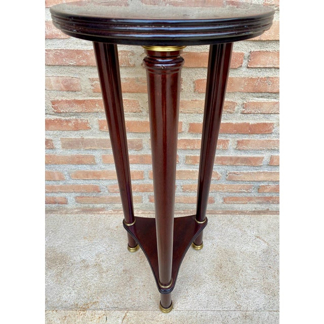 Brown French Style Round Wood Pedestal Table or Plant Stand, 1950s For Sale - Image 8 of 18