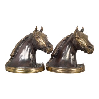 Bronze Plated Horse Head Bookends by Glady's Brown and Dodge C.1930 For Sale