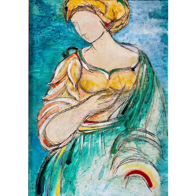 Lazzaro Donati (Italian, 1926-1977) Oil on board. Colorful woman. Hand signed upper right. signed, titled on back of...
