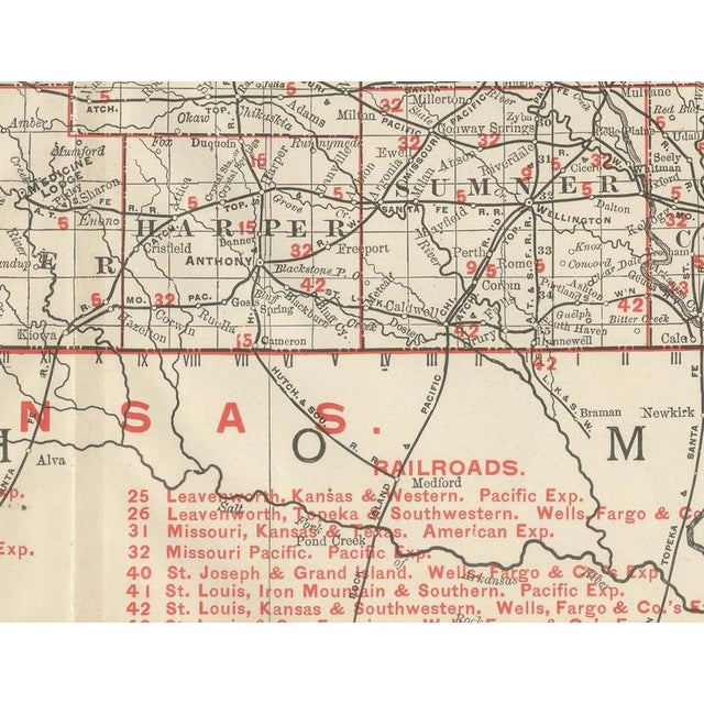 Antique Map of Kansas The Sunflower State by Ran McNally, 1899 For Sale - Image 3 of 12
