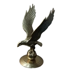 1970s Solid Brass Soaring Eagle on Pedestal Sculpture