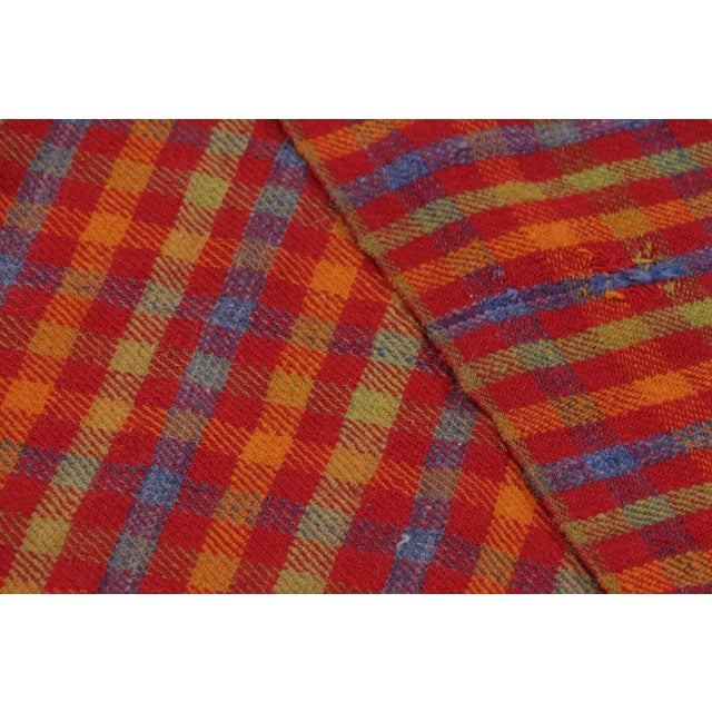 Textile VintageTurkish Kilim in Red With Stripes and Plaid Pattern | Rug & Kilim For Sale - Image 7 of 7