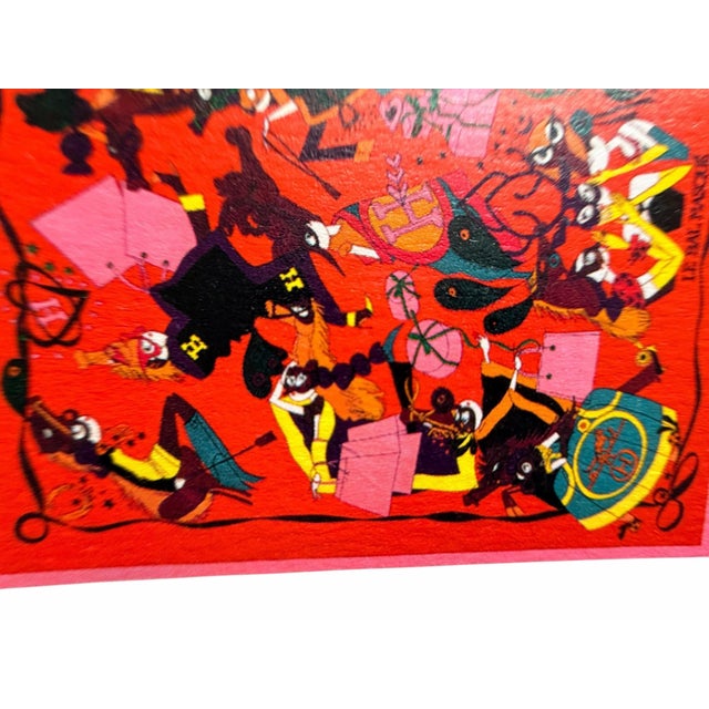 Authentic Original Vintage 1980's Hermès “Le Bal Masqué” Scarf Art Advertisement Print in Gold Faux Bamboo Frame For Sale - Image 9 of 10