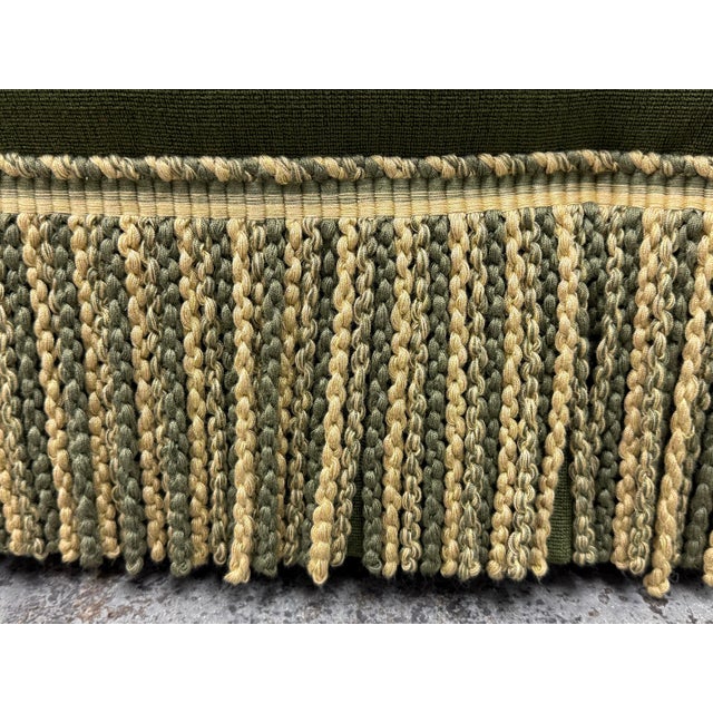 Textile Bespoke Green Tufted Ottoman + Casters For Sale - Image 7 of 12