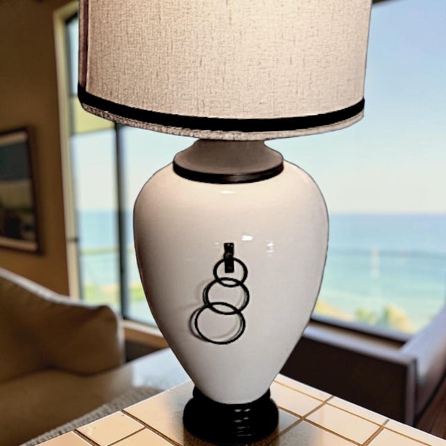 Monumental Ginger Jar Shaped Table Lamps With Cascading Hoop Earring Handles on Lamp and Shade For Sale - Image 10 of 17