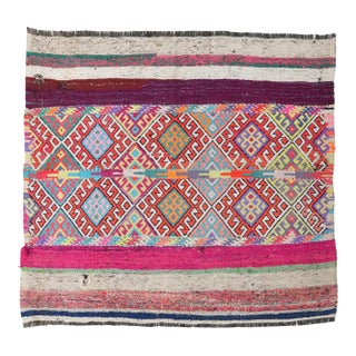 Colorful Vintage Small Kilim Rug - 4`2″ X 4`8″ For Sale