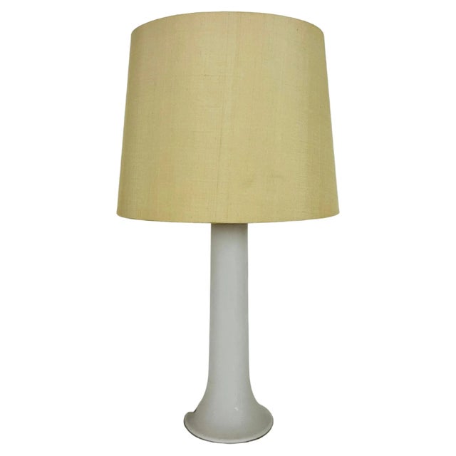 White Glass and Fabric Shade Table Lamp attributed to Luxus, Sweden, 1960s For Sale - Image 12 of 12