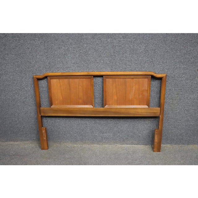 Mid 20th Century Mid-Century Walnut Queen Headboard With Cane Panels For Sale - Image 5 of 8
