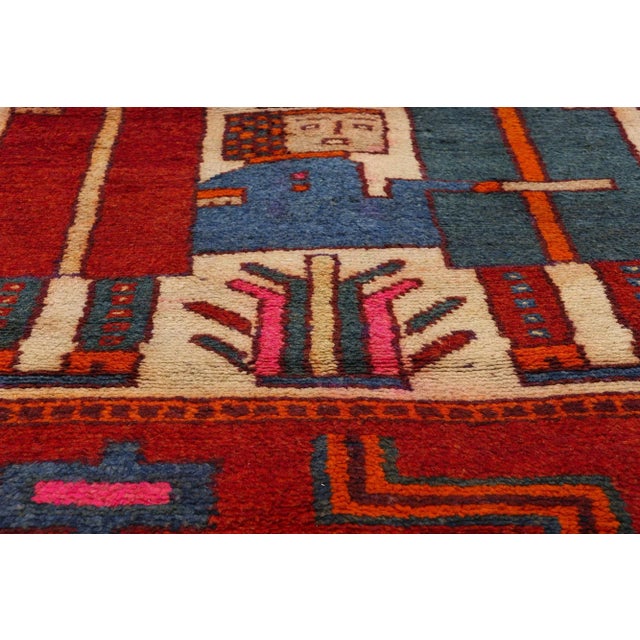 Late 20th Century Vintage Kurdish Pictorial Rug - 04'04 X 11'05 For Sale - Image 5 of 9