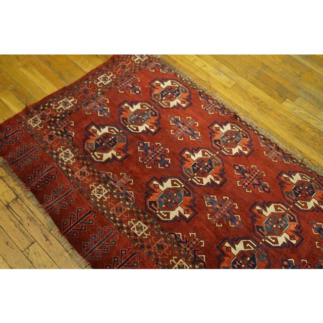 Red 1880s Red Geometric Antique Turkman Ersari Beshir Rug 3'2" X 4'11" Handknotted Wool Carpet For Sale - Image 8 of 18