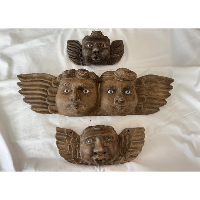 Antique Spanish Colonial Style Immortal Angel Wood Carving For Sale In Chicago - Image 6 of 8