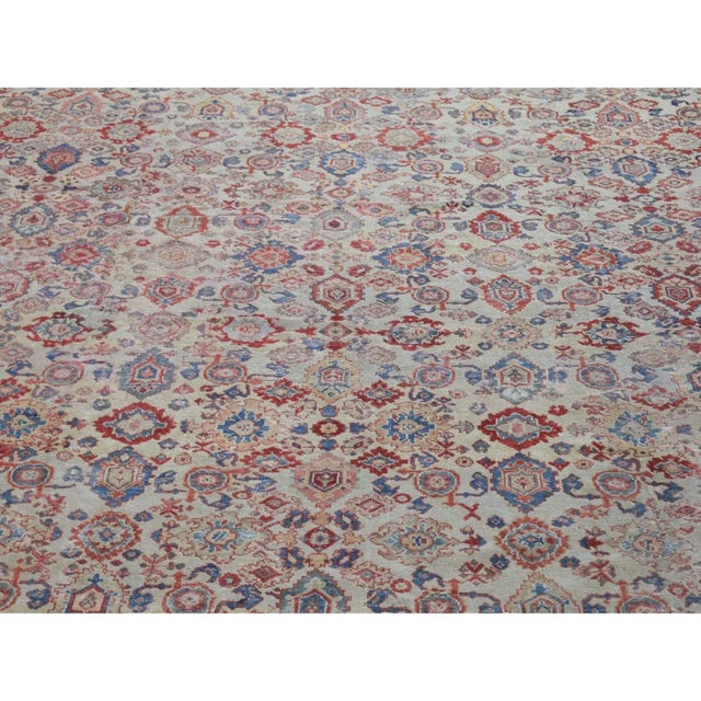 Antique Persian Mahal Beige Wool Handmade Rug For Sale - Image 11 of 13