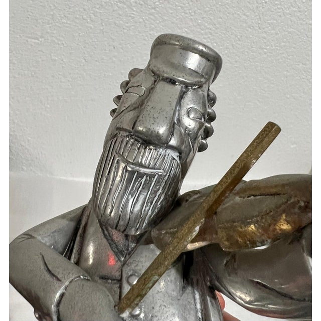 1960s Frank Meisler, Rare Vintage Israeli Judaica Rabbi Klezmer Violinist Sculpture Frank Meisler Art For Sale - Image 5 of 11