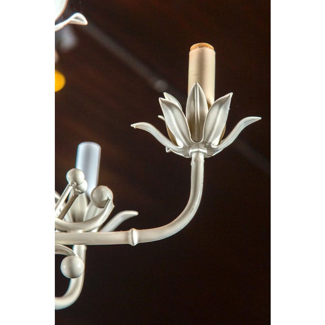 Chinoiserie White Painted Wrought Iron Chinoiserie Chandelier With Bells For Sale - Image 3 of 11