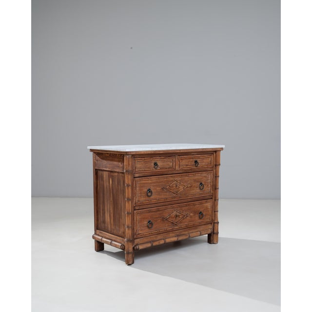 1900s French Faux Bamboo Chest of Drawers With Marble Top For Sale In Greensboro - Image 6 of 18