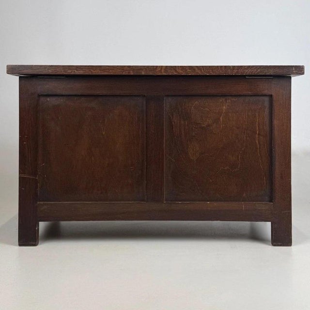 Brown Antique English Edwardian Oak Blanket Box For Sale - Image 8 of 13
