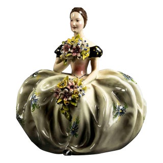Ceramic Lady with Bouquets, France, Mid-20th Century For Sale