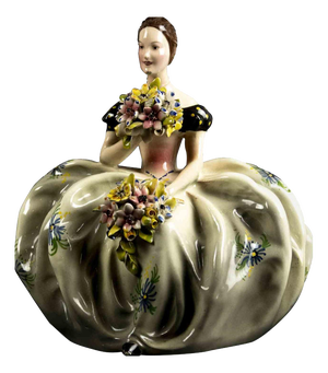 Ceramic Lady with Bouquets, France, Mid-20th Century