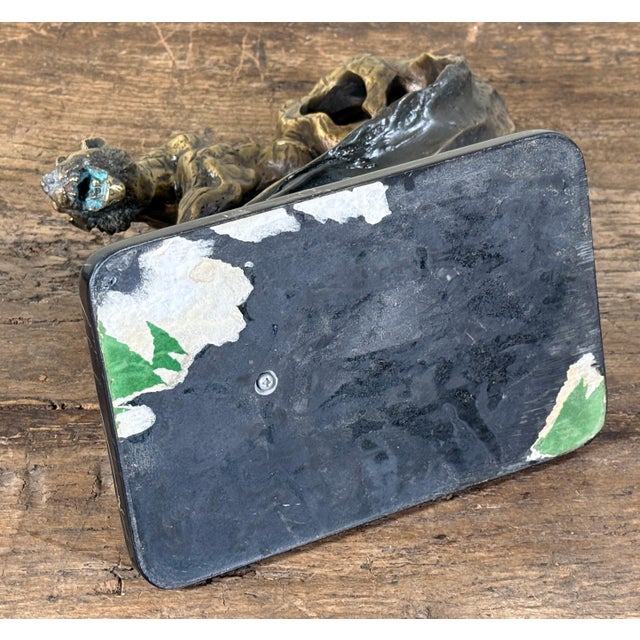 Vintage Art Deco Style Bronze Tiger Sculpture on Marble Base For Sale - Image 11 of 11