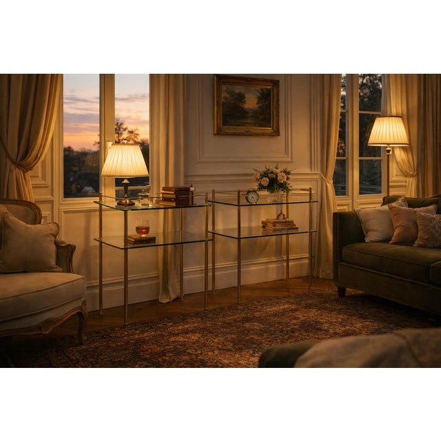 Vintage Side Table in Glass and Brass, 1970s For Sale - Image 11 of 12