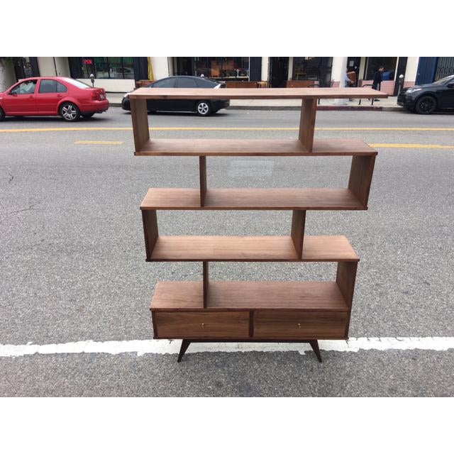 Mid Century Staggered Tall Bookshelf Room Divider Chairish