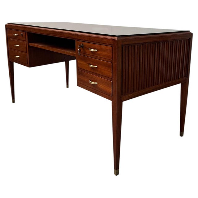 Semi-Curved Desk attributed to Paolo Buffa by Paolo Buffa, 1950s For Sale - Image 10 of 10