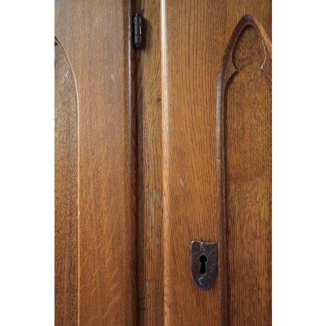 Belgian Gothic Style Carved Oak Cabinet, 1960s For Sale - Image 6 of 14