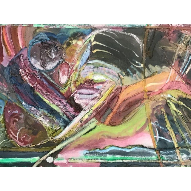 Fascinating original mixed media artwork by Pennsylvania artist William Jeffrey Bechtel (American, 1960-2020). Brightly...