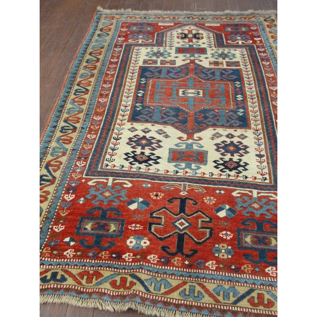 Brick Red Antique Caucasian Kazak Prayer Rug For Sale - Image 8 of 8