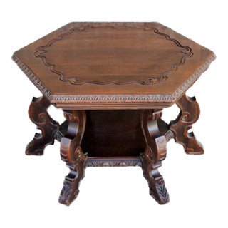 1930s Spanish Revival Carved Mahogany Table For Sale