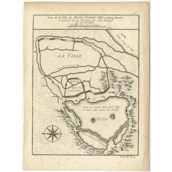 Antique Map of Hangzhou, 1748 For Sale - Image 3 of 5
