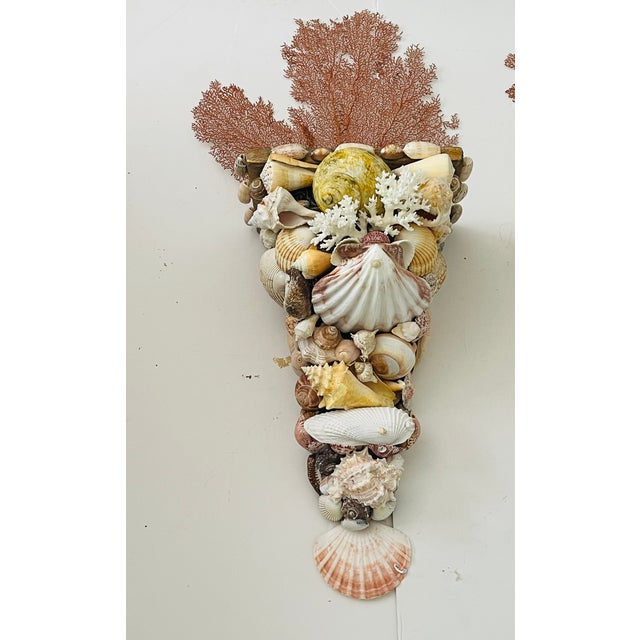 Coastal Impressive Pair Sea Shell Encrusted Wall Brackets For Sale - Image 3 of 11