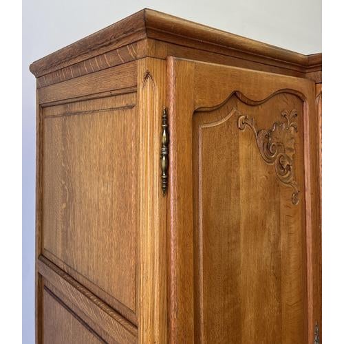Vintage French Louis XVI Style Carved Oak 4-Door Armoire For Sale - Image 9 of 13