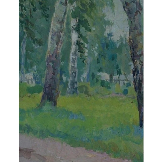 Impressionism Birch Tree Oil Painting, Ukrainian Art (1949) 44-34 For Sale - Image 4 of 6