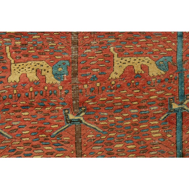19th Century Pictorial Bakshaish Animal Motif Rug, Persia - 9'4" x 11'6" For Sale - Image 4 of 6