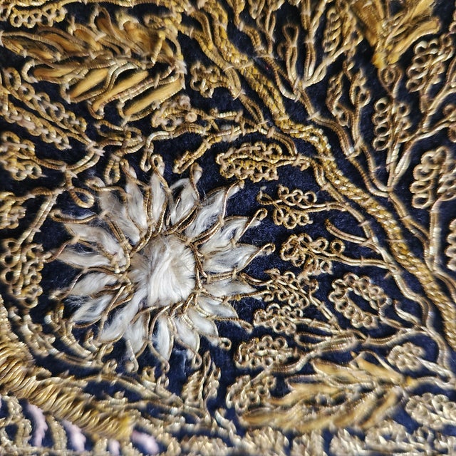 Opulent 19th Century Gold Thread Hand Embroidered Tiger Lumbar Pillow For Sale In Los Angeles - Image 6 of 10