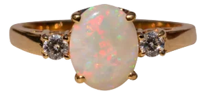 The Southview: Australian Opal Ring with Natural Diamonds in Yellow Gold